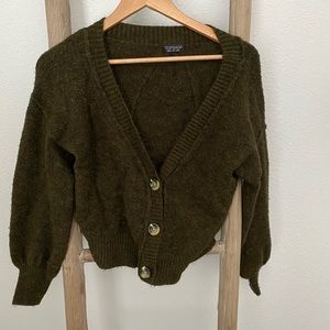 Topshop green cropped cardigan US4